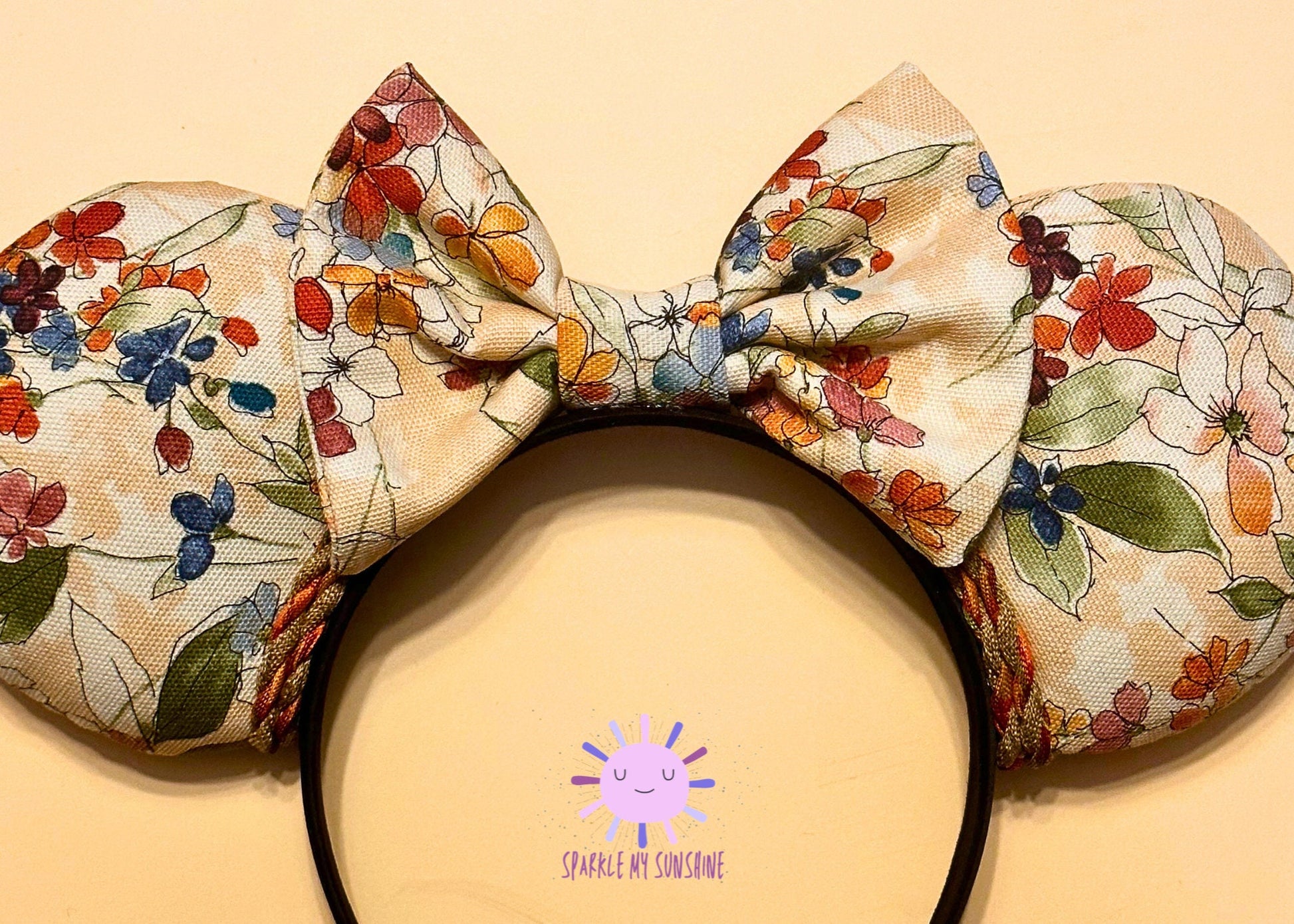 Autumn Floral Fall Disney Ears, Brown Thanksgiving Mickey Mouse Ears, Cozy Cute Minnie Mouse Ears, Unique Disneyland Headband, Halloween Ear