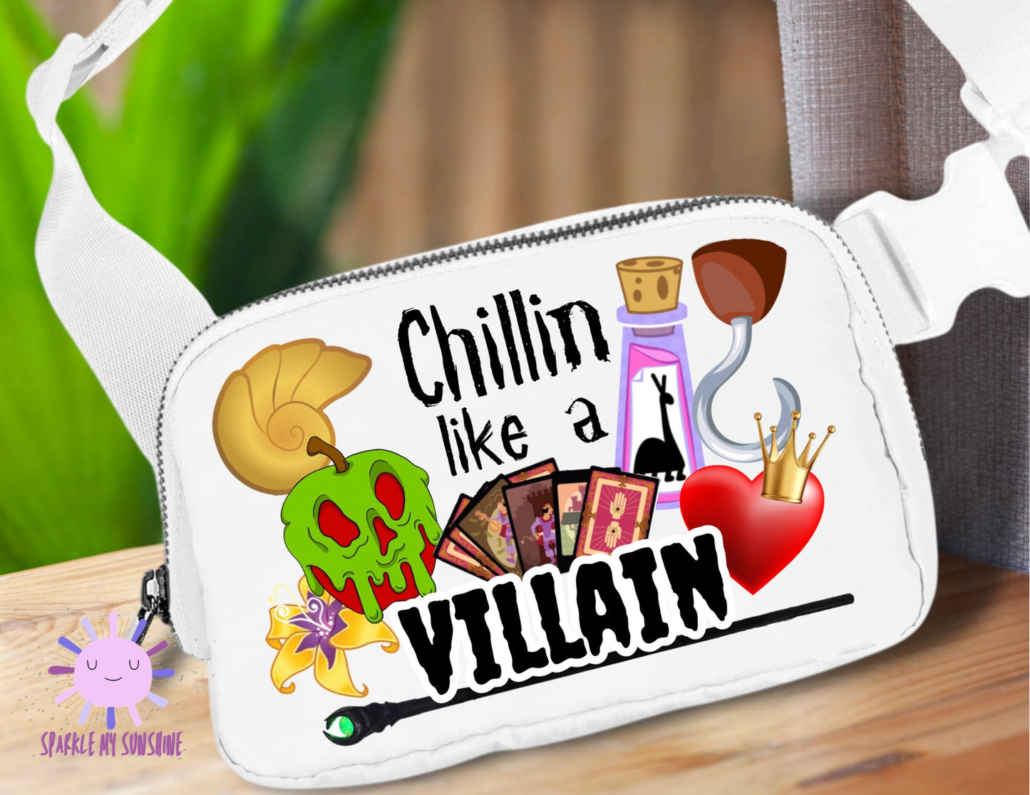 Disney Villains Fanny Pack, Halloween Sling Bag, DisneyLand Belt Bag, Evil Queen of Hearts Travel Purse, Ursula, Unique Personalized Gift