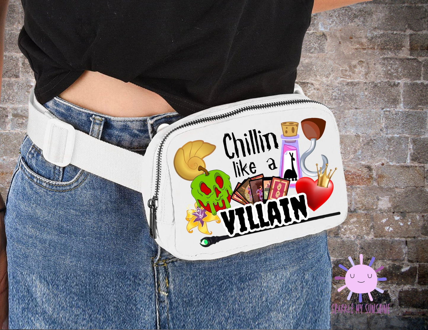 Disney Villains Fanny Pack, Halloween Sling Bag, DisneyLand Belt Bag, Evil Queen of Hearts Travel Purse, Ursula, Unique Personalized Gift