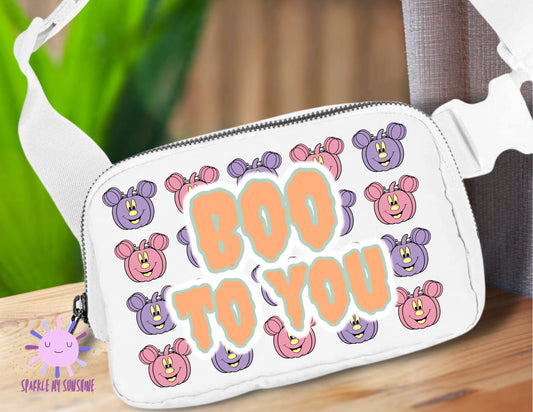 Pastel Halloween Disney Fanny Pack, Boo To You Disneyland Belt Bag, Crossbody Sling Bag, Travel Parks Purse, Vacation Accessories Gifts