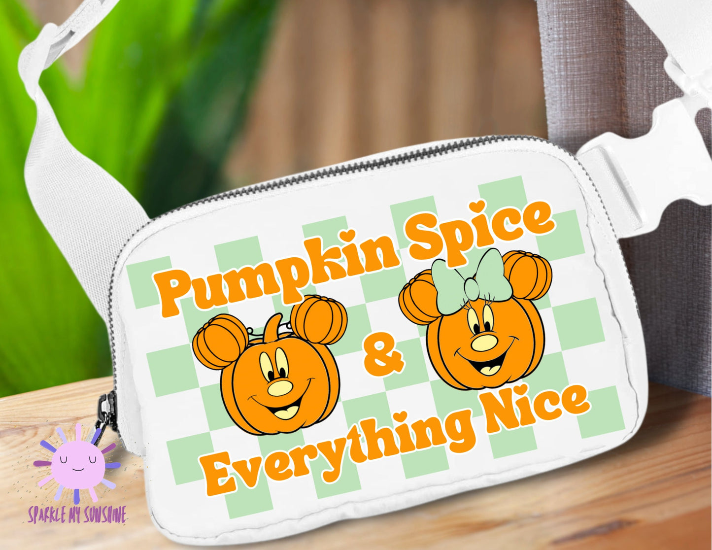 Mickey Pumpkin Disney Fanny Pack, Fall Belt Bag, Checker Sling Bag, Crossbody Bag, Autumn Spice Park Purse, Birthday Gift Accessories