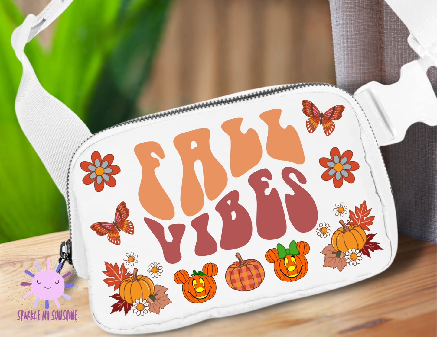 Fall Vibes Custom Fanny Pack, Retro Autumn Disney Belt Bag, Mickey Pumpkin Sling Bag, Disneyland Purse, Crossbody Bag, Bum Bag, Waist Bag