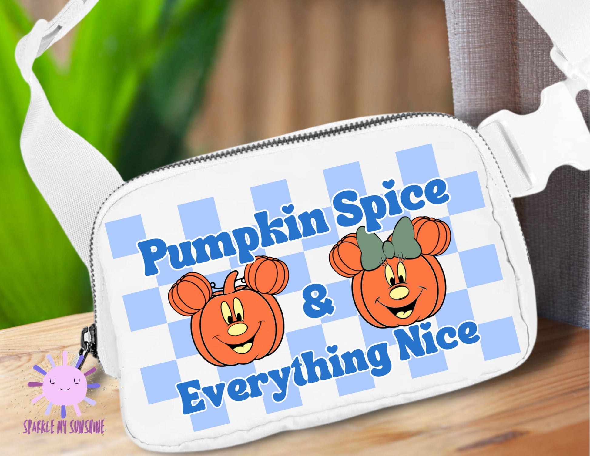 Mickey Pumpkin Disney Fanny Pack, Fall Belt Bag, Checker Sling Bag, Crossbody Bag, Autumn Spice Park Purse, Birthday Gift Accessories