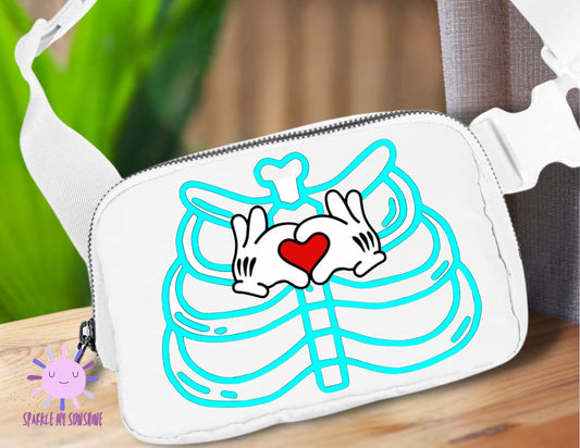 Disney-inspired Skeleton Mickey Heart Fanny Pack - Perfect Halloween Accessory for Disney Lovers