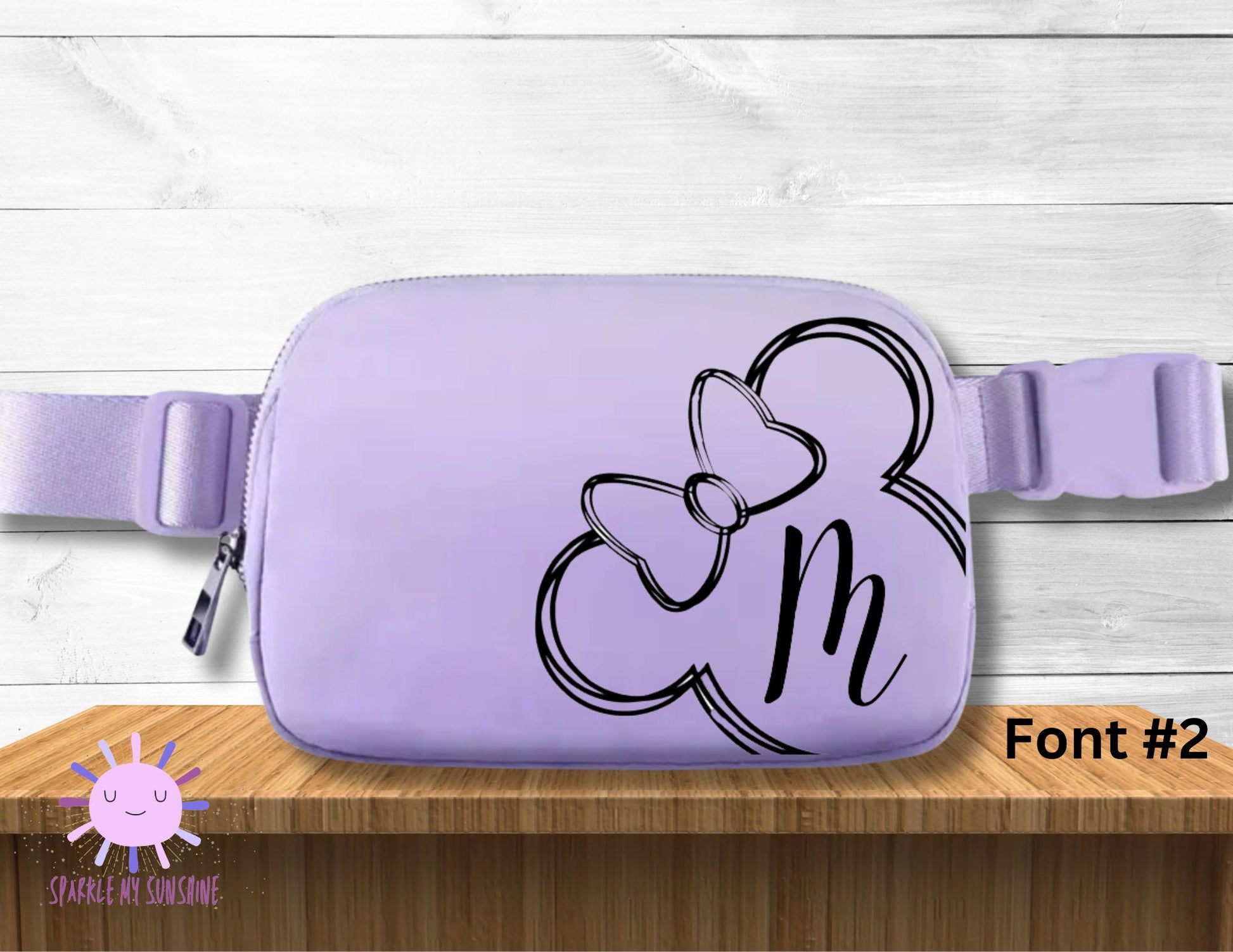 Purple Custom Monogram Name Initial Minnie Disney Fanny Pack, Personalized Belt Bag, Cross Body Bag, Sling Bag, Waist Bag, Women Nylon Bag