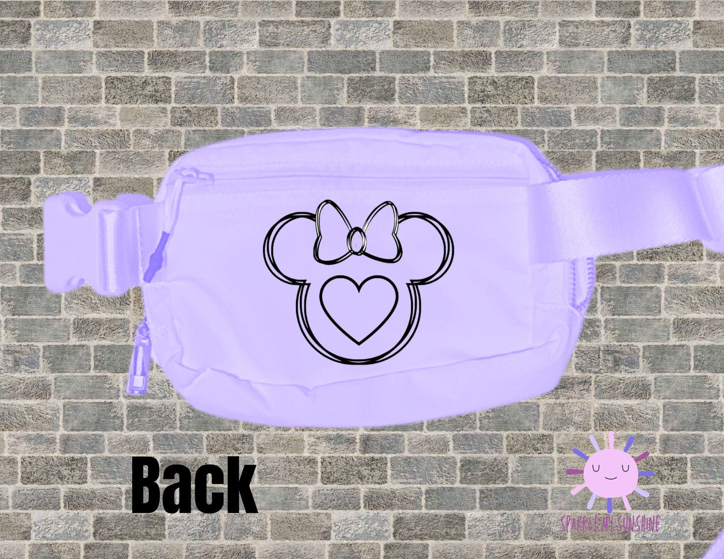 Purple Custom Monogram Name Initial Minnie Disney Fanny Pack, Personalized Belt Bag, Cross Body Bag, Sling Bag, Waist Bag, Women Nylon Bag