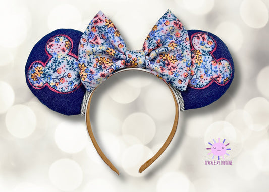 Spring Floral Disney Ears, Epcot Flower and Garden Festival Mickey Ears, Denim Blue Minnie Ears, Pink Disneyland Headband, Summer Mouse Ears