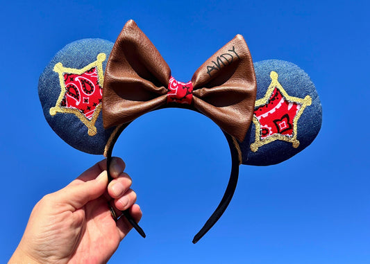 Pixar Toy Story inspired Woody Disney Ears, Cowboy Mickey Ears Headband, Custom Embroidery Minnie Ears, Movie Mouse Ears, Toy Story Birthday